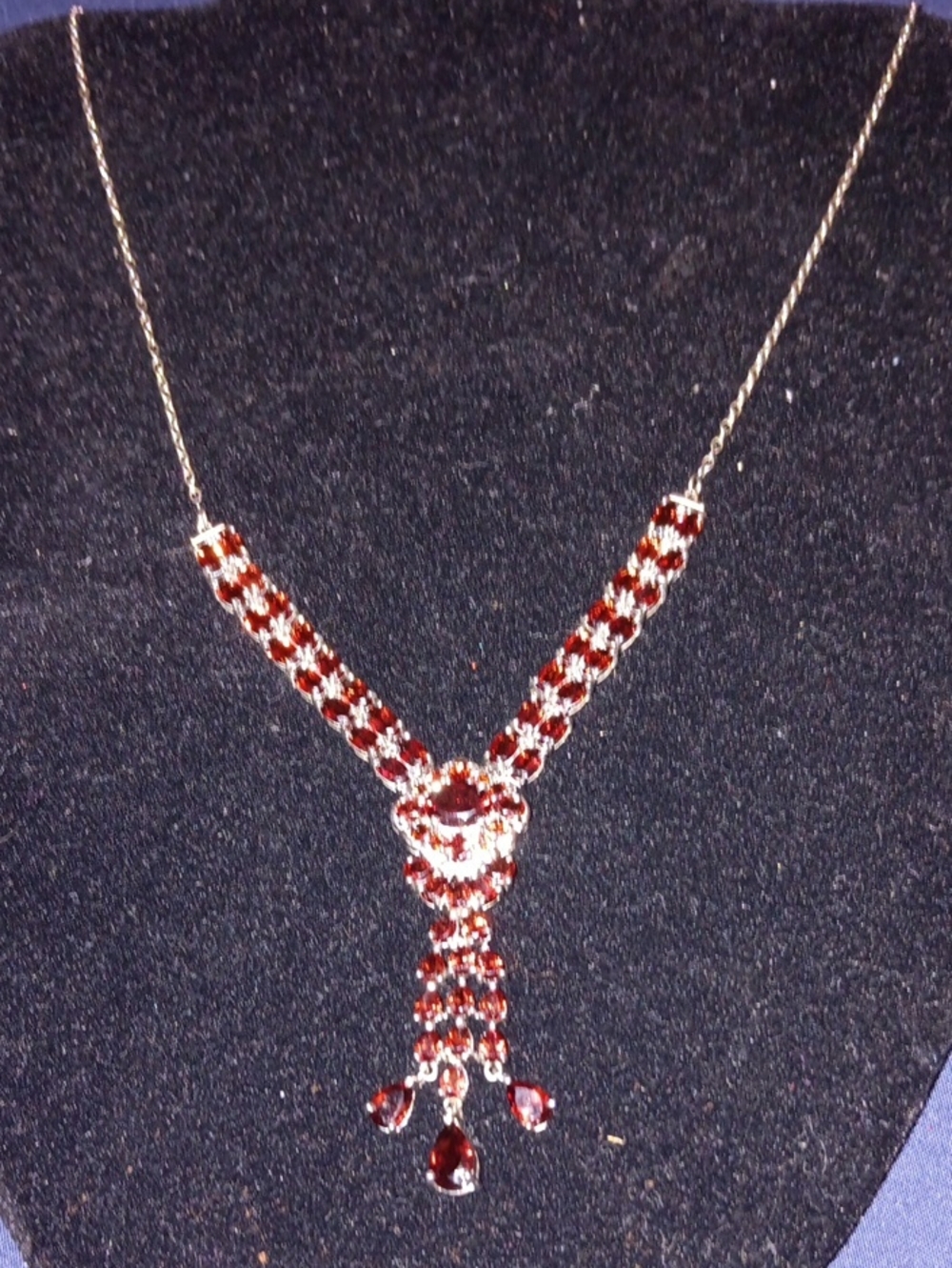 Red Garnet Necklace - Women Jewelry 925